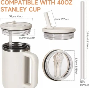 40 oz Spill Proof Tumbler Flip Straw Lid Replacement Spill Proof Reusable Cover - Picture 1 of 17