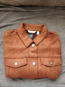 D & Co. Orange Langarm Knopfleiste Taschen Adj Taille Jacke M - Bild 1 von 8