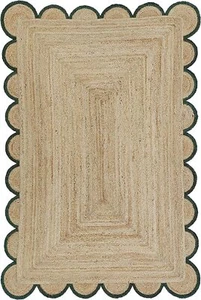 Scallop Rug Jute Carpet 100% Natural Runner Braided Decorative Modern Rustic rug - Picture 1 of 8