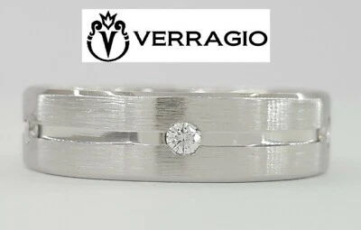 Alianza de boda Verragio 0,25 quilates para hombre platino diamante anillo 6 mm 12,5 gramos talla 10 Foto 1 de 4