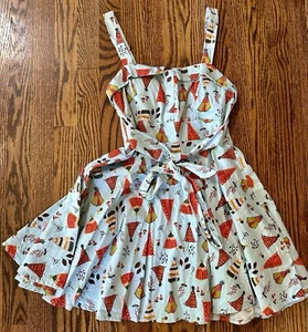 Ixia Fit & Flare Teepee Blue Tie Strappy Cotton Blend Mini Dress Size Medium EUC - Picture 1 of 9
