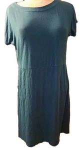 Vestido J. Jill Wearever verde azulado para mujer talla pequeña bolsillos delanteros mangas casquillo - Imagen 1 de 8