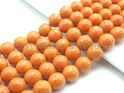 Natural Mother of Pearl Yellow Orange Round Faceted beads, 6mm/8mm/10mm/12mm - Image 1 of 4