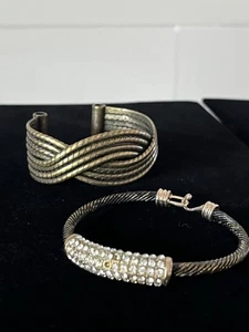 Vintage Estates Brass Tone Bracelet Lot of 2 Gorgeous Boho Retro Non-magnetic - Picture 1 of 23