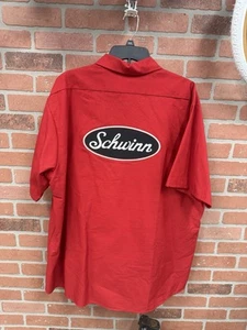Schwinn Quality Gear Head Button Up Shop Shirt 2XL Red - Picture 1 of 3