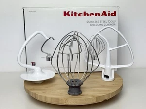 Orig. Kitchen Aid Zubehör 3er Set: Flachrührer Schneebesen Knethaken NEUWERTIG ✅ - Bild 1 von 7