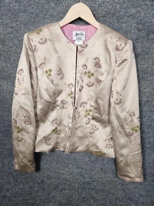 Jeffrey & Dara Abendjacke Damen 6 Champagner Rosa Blumen Perlen Hergestellt in den USA - Bild 1 von 11