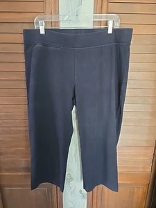 Lands End Womens Blk Elastic Waist Crop Leggings Capris Size 1x  16/18 - Picture 1 of 8