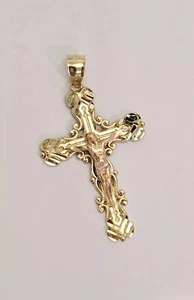 14K Two Tone Gold Plated Crucifix Cross Religion Pendant for Necklace - Picture 1 of 4