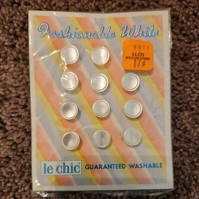 White Buttons Total of 12 Buttons NEW NOS - Image 1 of 3