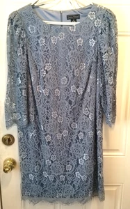 Jessica Howard Women's Size 14W Blue NWT Lace Lined Scallop Hem Back Zip Car32 - Picture 1 of 7