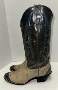 Texas Brand Stiefel 4822 Damen 8,5 Western Cowboy grau Leder zweifarbig Kappe Zehe - Bild 1 von 9