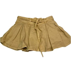 NWT American Eagle Brown Pleated Skirt Sz 000 23W Cotton Lyocell Blend Back Zip - Picture 1 of 9