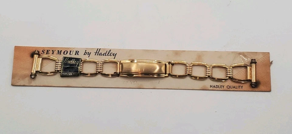 Винтажный ремешок для часов Seymour от Hadley из желтого золота 1940-е 19 мм новый из старых запасов - Изображение 1 из 1