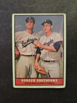 1961 Topps Baseball - Sandy Koufax, Johnny Podres #207 - Fair/Poor - crease - Image 1 of 2