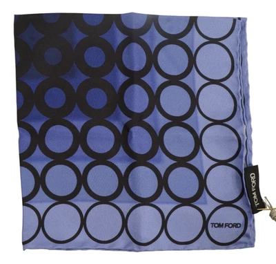 NWT TOM FORD Blue Geometric Silk Pocket Square Italy 16" - Image 1 of 4