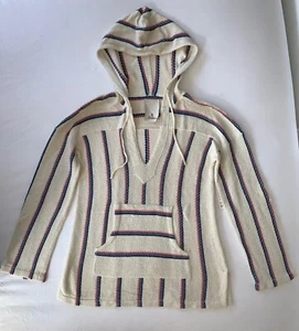 $228 NWT SEATON Ivory Linen Stripe Surf Hoodie Pullover EXTREMELY RARE FIND XS S - Picture 1 of 12