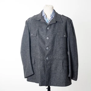 DANISH 1965 Vintage Gray Flannel Army Jacket Size M - Picture 1 of 5