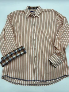 Georg Roth Fitted Body Twofold Super Dress Shirt Brown 17 / 43 EUC Flip Cuff - Picture 1 of 6