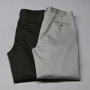 Lot 2 Jos A Bank 36x32 Khaki Green Traveler Tailored Fit Cotton Mens Dress Pants - Picture 1 of 9