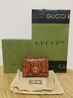 Gucci Gg Marmont Python Bifold Wallet Orange Leather Card Slots Coin Purse Box