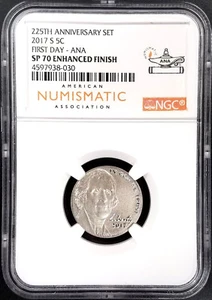 2017 S Jefferson Nickel, NGC SP 70 Enhanced Finish, First Day of Issue, ANA! - Picture 1 of 2