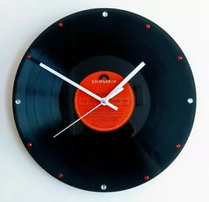 Hand Made Vintage Record Wall Clock 12" White Hands Red Vinyl LP - Picture 1 of 5