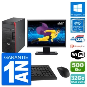 PC Tour Fujitsu P557 Ecran 22" Intel G4400 RAM 32Go Disque 500Go Windows 10 Wifi - Photo 1/8