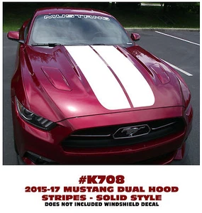 K708 2015 2016 2017 MUSTANG - DUAL HOOD STRIPES - SOLID STYLE - DECAL - Bild 1 von 2