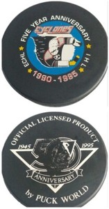 1990-95 CINCINNATI CYCLONES ECHL IHL FIVE YEAR + 50TH ANN. HOCKEY PUCK 