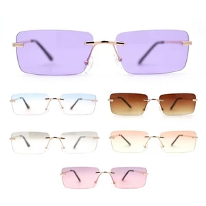 Gafas de sol rectangulares sin montura años 90 elegantes con borde de metal - Imagen 1 de 25
