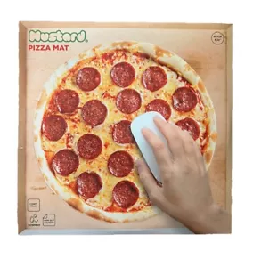 Mustard Novelty Pizza Mouse Round Pad - Picture 1 of 2