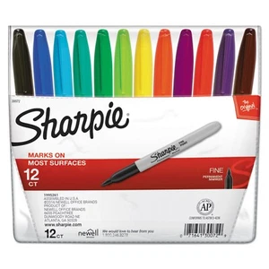 Sharpie 30072 Permanent Markers, Fine Point, Assorted, 12/Set - Picture 1 of 1