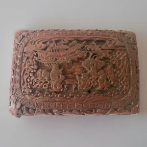 Vintage Chinese Cinnabar Lacquer Box Qianlong 6-character mark 5.25” - Picture 1 of 10