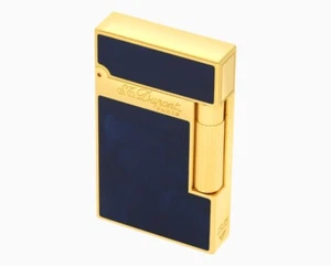 ACCENDINO S.T. DUPONT LINEA 2 ATELIER ORO E LACCA NATURALE BLU PROFONDO - Foto 1 di 7