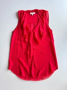 Aritzia BABATON Ainsley Red Silk Georgette Cascading Ruffle Blouse, Size XS - Picture 1 of 13