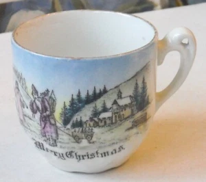 Antigua Feliz Navidad Alemana Niño Taza Púrpura Bata Santa P6564 - Imagen 1 de 4