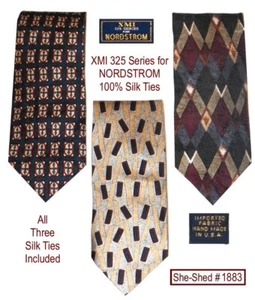 Lot of 3 Silk Ties XMI 325 Series for Nordstrom 100% Silk Ties - Picture 1 of 3