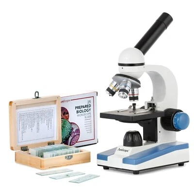 AmScope 40X-1000X Portable Student Compound LED Microscope + 25 Prepared Slides - Image 1 of 4