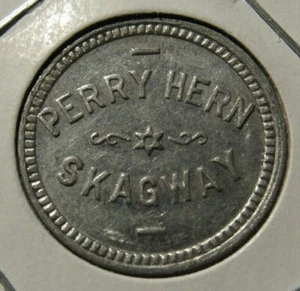 Sehr alte Perry Hern Skagway, AK 12-1/2c Handelsmedaille - Alaska - Bild 1 von 2