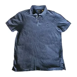 Polo Ralph Lauren Men's Medium Custom Slim Fit Polo Shirt Navy Blue Polka Dot - Picture 1 of 5