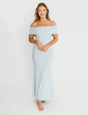 Vestido Worth Collective Talla XL Monroe Maxi Vestido en Azul Amigable para Golpes Fuera del Hombro Foto 1 de 4