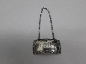 STIEFF WILLIAMSBURG 925 Sterling Silver Antique Art Deco "Scotch" Bottle Tag - Picture 1 of 9