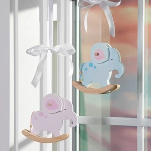 Rocking Elephant Wood Hanging Décor, 5" - Picture 1 of 3