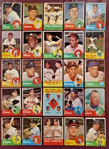 1963 Topps HOF Lot (25) Mays Musial Banks Kaline Yaz Aaron Spahn Maris MORE! L/M - Picture 1 of 6