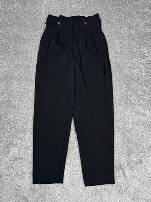 Calça social Ann Taylor feminina 00 preta plissada saco de papel perna cônica nova * - Imagem 1 de 4