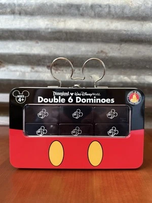 Disneyland Exclusive Tin Case Mickey Mouse Double 6 Dominoes Game w/Instructions - Image 1 of 4