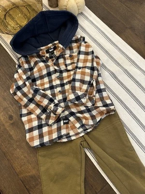 GUC DKNY Flannel Boys 24 Months Outfit with Hood and Sweatpants - Image 1 of 4