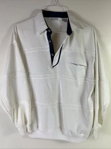 Vintage Wentworth Shirt Large White Long Sleeve Polo Sweater Pocket Pullover - Picture 1 of 10