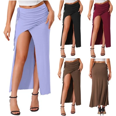 Dance Röcke Club Kleid Strand Maxi-Rock Bühne Tanz Drawstring Elastische Taille - Bild 1 von 4